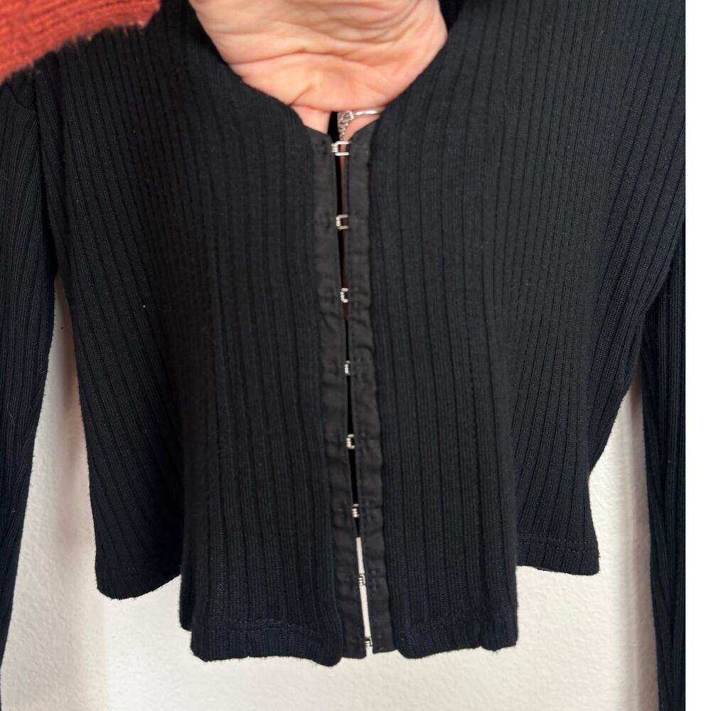 Reformation Einkorn Clasp Front Ribbed Puff Sleeve Tencel Blend Blouse Medium - Picture 4 of 7